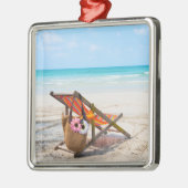 Tropische Strände | Strandstuhl auf Sand Ornament Aus Metall (Links)