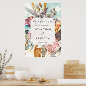 Tropische Strandfloralen Hochzeitsplakat Poster (Küche)