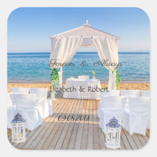 Tropische Strandhochzeit Arbor Quadratischer Aufkleber