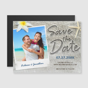 Tropische Strandhochzeit Retro-Foto Save-the-Date Magneteinladung