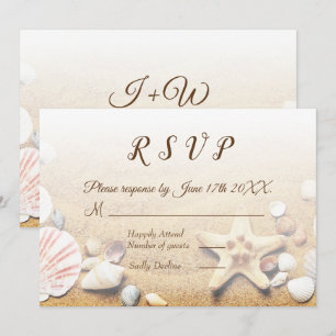 Tropische Strandhochzeit Seesterne Muscheln RSVP Einladung