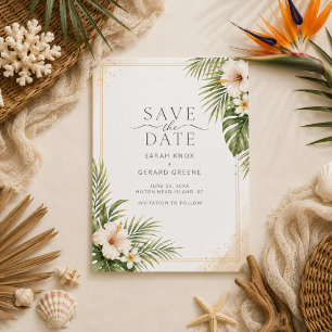 Tropische Strandhochzeits-Foto Save The Date
