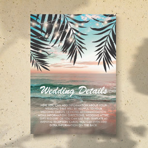 Tropische Strandhochzeitsdetails Lichterkette Begleitkarte