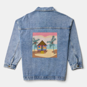 Tropische Strandhütte  Jeansjacke