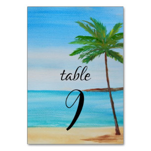 Tropische Strandinsel Sommer Palme Hochzeit Tischnummer