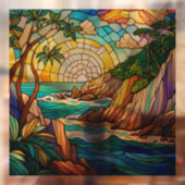 Tropische Strandklippen 2 Glasmalereien Fensteraufkleber (Blatt 2)