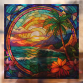 Tropische Strandklippen, Buntglaskunst Fensteraufkleber (Blatt 2)