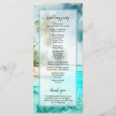 Tropische Strandküstenpalmen Elegante Hochzeit Programm (Rückseite)