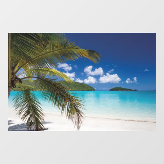 tropische Strandlandschaft Fensteraufkleber (Blatt)