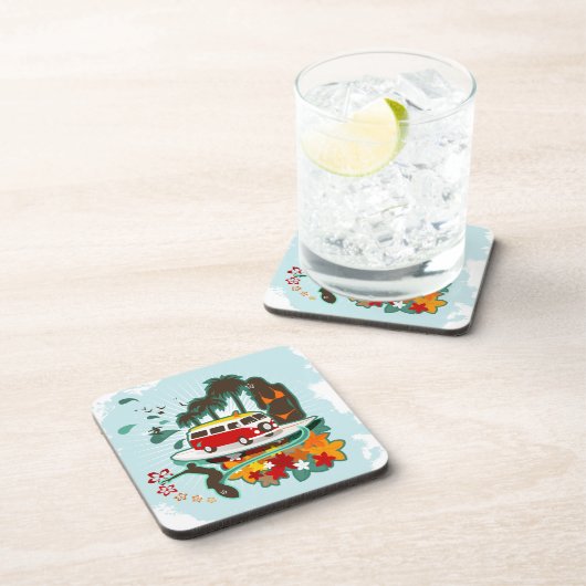 tropische Strandlandschaft Getränkeuntersetzer (Rechte Seite)