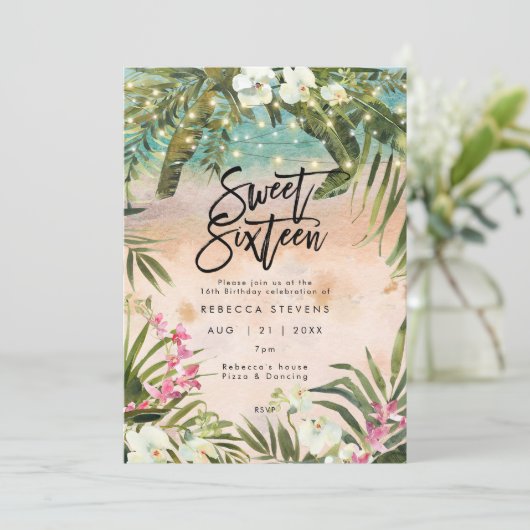 Tropische Strandorchidee 16 Einladung (Stehend Vorderseite)