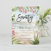 Tropische Strandorchids 70. Geburtstagsparty Einladung (Stehend Vorderseite)