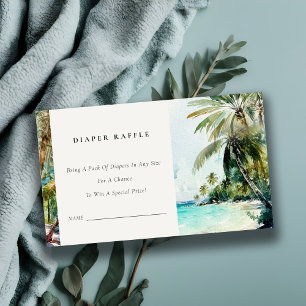 Tropische Strandpalme Windel-Raffle Baby-Party Begleitkarte