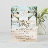 Tropische Strandpalmen 30. Party Einladung (Stehend Vorderseite)