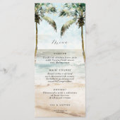 Tropische Strandpalmen beleuchten Hochzeitskarte Menükarte (Vorderseite)