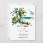 Tropische Strandpalmen Brautdusche Einladung (Vorderseite)