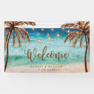 tropische StrandPalmen, die willkommene Fahne Banner