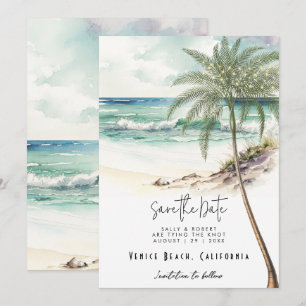 Tropische Strandpalmen-Save-the-Date-Karte Dankeskarte