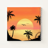 Tropische Strandsonnenuntergang Palmenbaum Silhoue Notizblock (Rückseite)