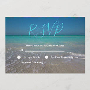 Tropische Strandszene Weiße Sände Hochzeit RSVP Einladung