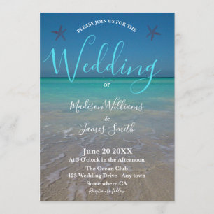 Tropische Strandszene Weiße Sande Moderne Hochzeit Einladung