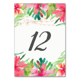 Tropische String Lights Tischnummer Cards