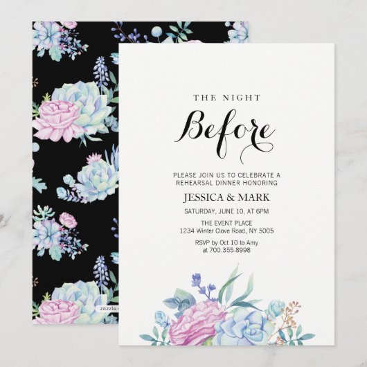 Tropische Sukkulente Probe Abendessen Einladung (Vorne/Hinten)