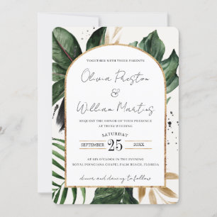Tropische Summer Blätter Arch QR Code UAWG Wedding Einladung
