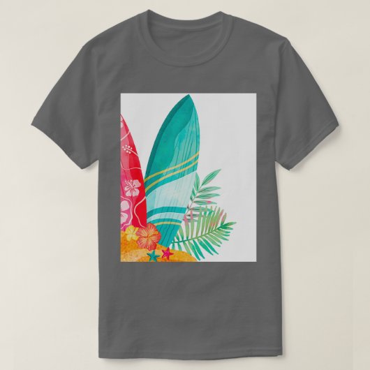 Tropische Surfboard-Grafik T-Shirt (Design vorne)