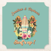 Tropische Surfboards Hawaiianische Blume Aquamarin Untersetzer (Vorderseite)