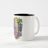tropische Surfbrett-Tasse Zweifarbige Tasse (VorderseiteRechts)