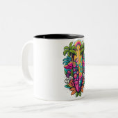 tropische Surfbrett-Tasse Zweifarbige Tasse (Vorderseite Links)