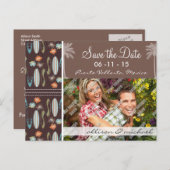 Tropische Surfbretter und Hibiskus Ankündigungspostkarte (Vorne/Hinten)