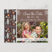 Tropische Surfbretter und Hibiskus Ankündigungspostkarte (Vorderseite)