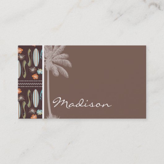 Tropische Surfbretter und Hibiskus Visitenkarte (Vorderseite)