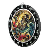 Tropische Surfer Sunset Wave Leinwand Dartscheibe (Vorderseite rechts)