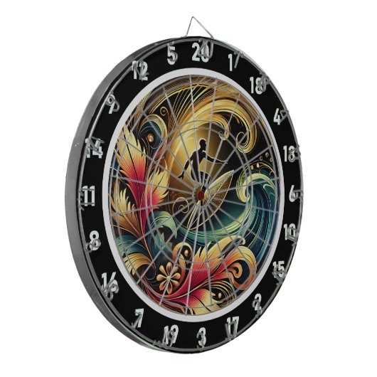 Tropische Surfer Sunset Wave Leinwand Dartscheibe (Vorderseite Links)