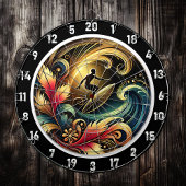 Tropische Surfer Sunset Wave Leinwand Dartscheibe