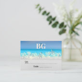 Tropische Tabelle mit den blauen Wassern des Starf Platzkarte (Stehend Vorderseite)