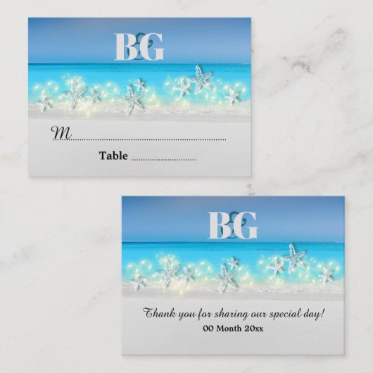 Tropische Tabelle mit den blauen Wassern des Starf Platzkarte (Vorne/Hinten)