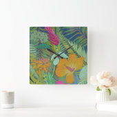 Tropische Tapesteuer II Quadratische Wanduhr (Zuhause)