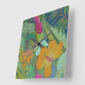 Tropische Tapesteuer II Quadratische Wanduhr (Winkel)