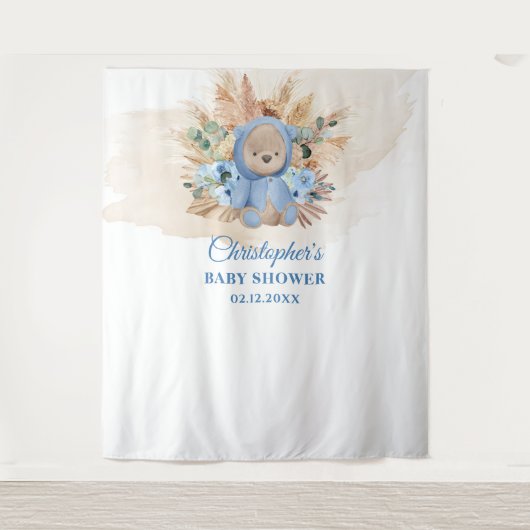 Tropische Teddybär Pampas Palme Babydusche Wandteppich (Vorderseite)