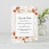 Tropische Terrakotta-getrocknete Blüte Save The Date (Stehend Vorderseite)