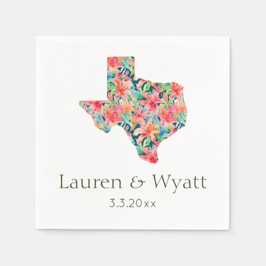 Tropische Texas Hochzeiten Personalisierte Namen u Serviette (Vorderseite)