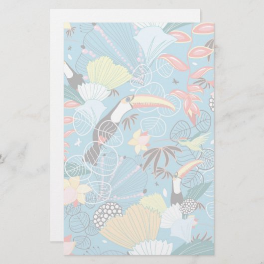 Tropische Textur mit Toucans und Hummingvögeln Briefpapier (Vorne/Hinten)