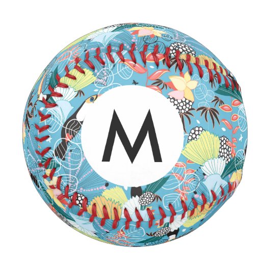 Tropische Textur mit Tukanen und Hummingvögeln Baseball (Vorderseite Links)