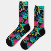 Tropische Tiden - farbenfrohe psychedelische Schil Socken (Linkes Detail)