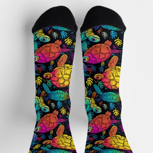 Tropische Tiden - farbenfrohe psychedelische Schil Socken (Oben)