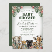 Tropische Tiere Hibiskus & Palms Kinderdusche Einladung (Vorne/Hinten)